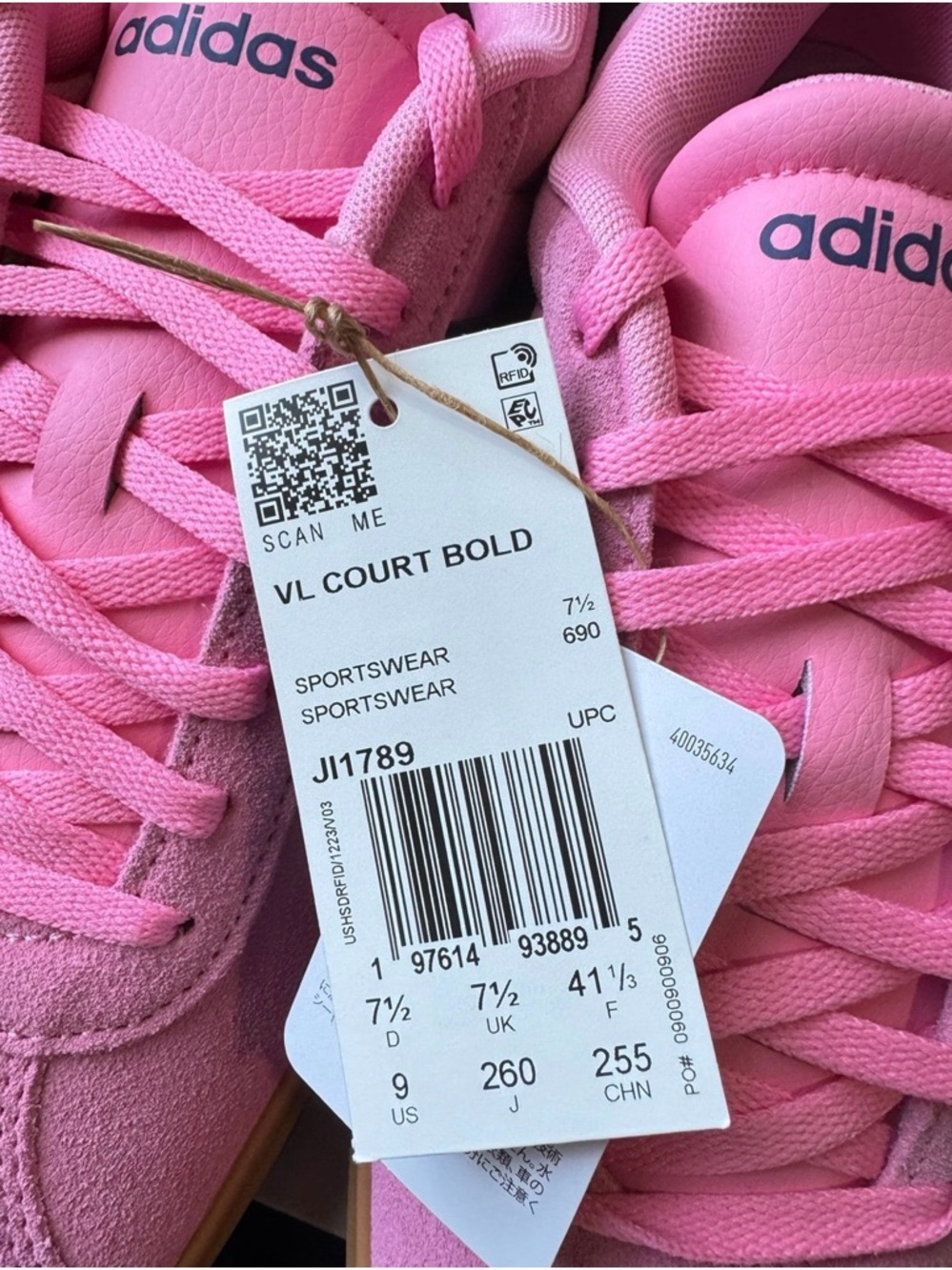 adidas Pink Suede Platform Sneakers with Navy Stripes and Gum Sole - Picture 8 of 8